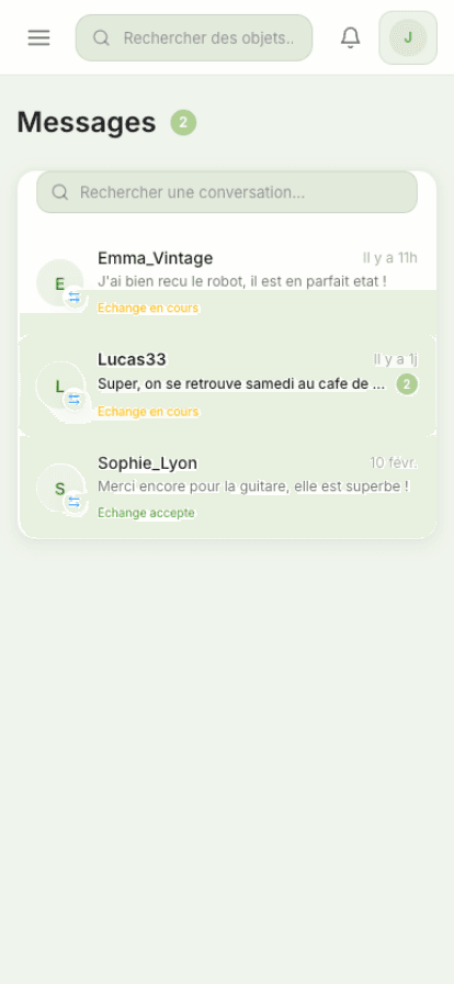 La messagerie de l'application Ki'Troc