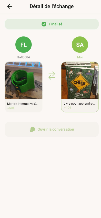 Une proposition d'échange dans l'application Ki'Troc